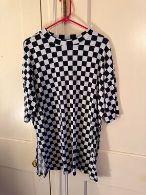 Dressed in LALA Black and White Checkerboard Lex Oversized Shirt